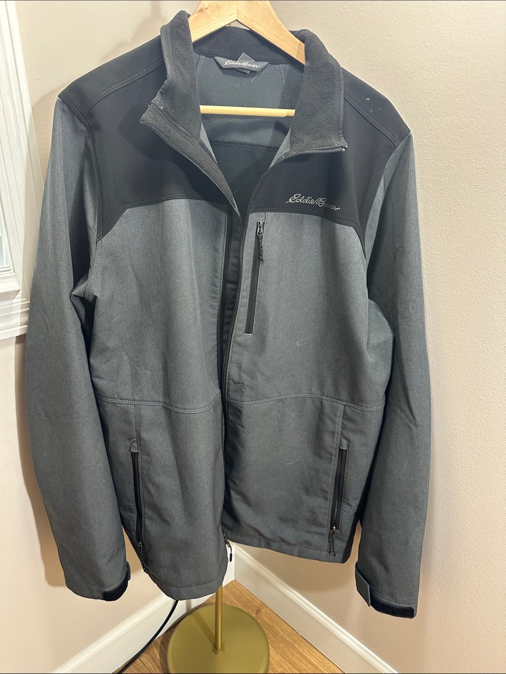 Eddie Bauer Two-Tone Dark Gray & Black Softshell Jacket